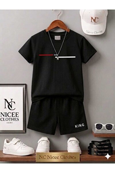NC Nicee Clothes LETNJA DEČJA MAJICA I KRATKE HLAČE UNISEKS (CRVENO-BELA PRUG...