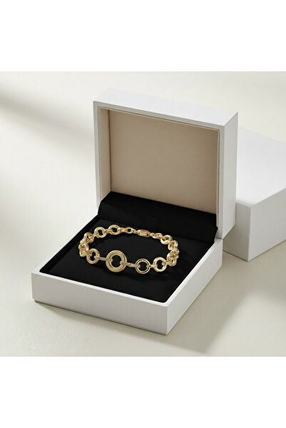 Butik Özel Tasarım Zirkon Taşlı Gold Halka Bileklik
