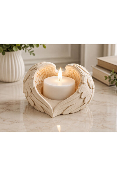 Linia Home Melek Kanadı Mumluk Dekoratif Şamdan Beyaz Tealight Mumluk Ev Deko...