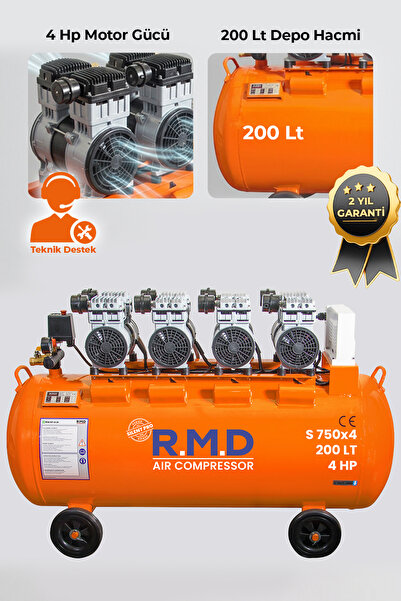 R.M.D Kompresör 200 Lt Hava Kompresörü Sessiz Ve Yağsız S750X4