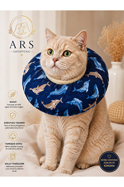 Ars Shopping Desenli Kedi Boyunluğu – Ameliyat Sonrası Yumuşak Koruyucu Yakal...