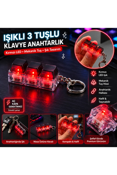 Önder Işıklı 3 Tuşlu Mekanik Klavye Anahtarlık