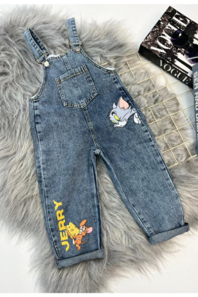 Mişsa Bebe Baskılı Çocuk Kot Salopet