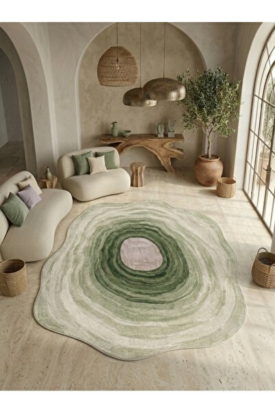Rugs Modern Halı SDT Modern Yeşil Tonlu Geçişli Organik Formlu Soyut Dokuma T...
