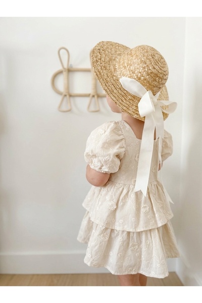 libba atelier Gülara - Kız Çocuk Elbise - %100 pamuk - Ekru