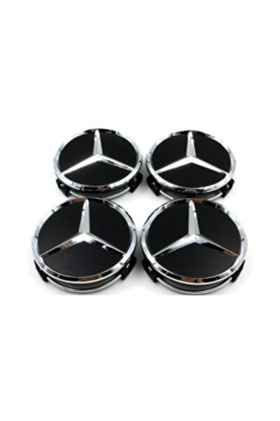 Aftermarket Set 4 Capace Centrale Jante compatibile MERCEDES diametru 75mm NEGRU