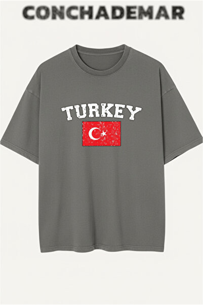 Vordevia Tricou din bumbac premium supradimensionat cu imprimeu pentru echipe...
