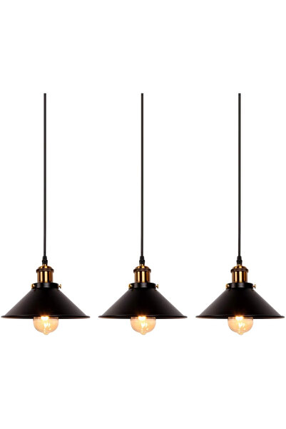 GGEROU 3pc Industrial-style black wrought iron pendant light for kitchen, din...