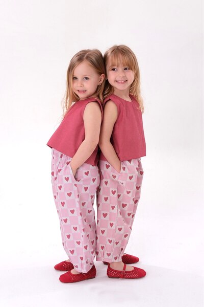 aselkidss16 Kalp Desenli Kız Çocuk Takım