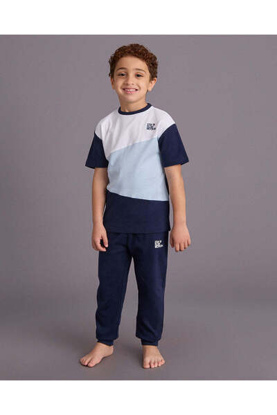 REDTAG Boys Navy Cut And Sew Pyjama Set