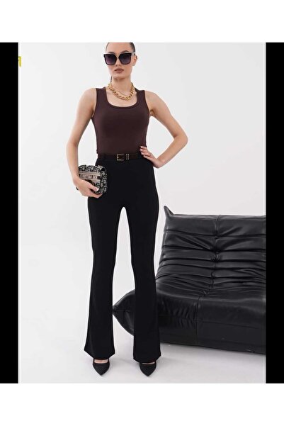 Budan Export Women's Black Belted High Waist Spanish Leggings with Steel Knit...