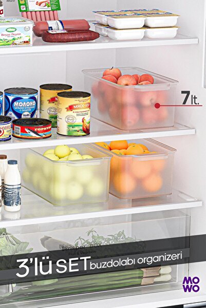 Mowo Home 3 Pieces 7 Liter Refrigerator Organizer, Kitchen Organizer, Bathroo...