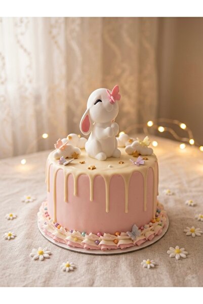 hediyesepetinde Butterfly Tavşan Pasta Süsü – Sevimli Tavşan Cake Topper – Do...
