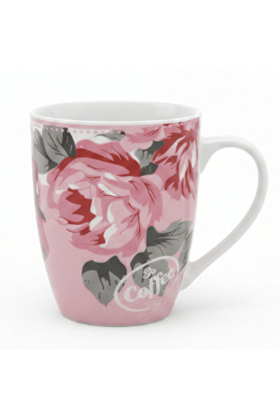 AKDC White & Pink Floral Ceramic Mug — 300 ml