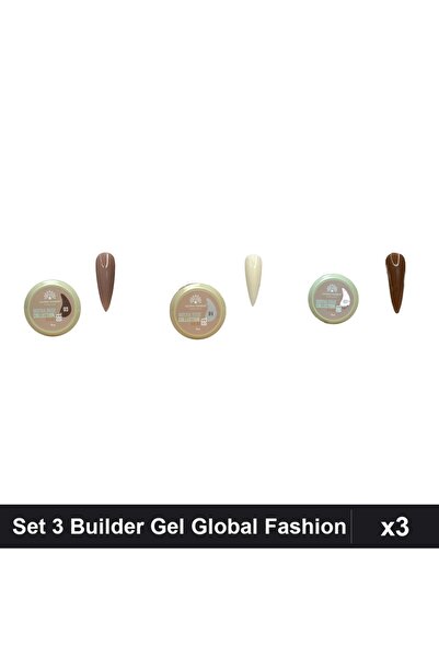 global fashion Set 3 Mocha Rose Builder Gel 15g - Nr.01 Nr.03 Nr.07