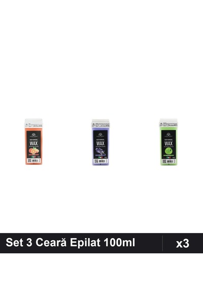 global fashion Set 3 Ceară Epilat Unică Folosință 100ml - Portocală, Lavandă,...