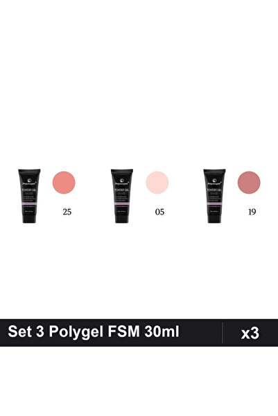 FSM Set 3 Polygel 30ml - Nr.25, Nr.05, Nr.19 - Construcție Unghii