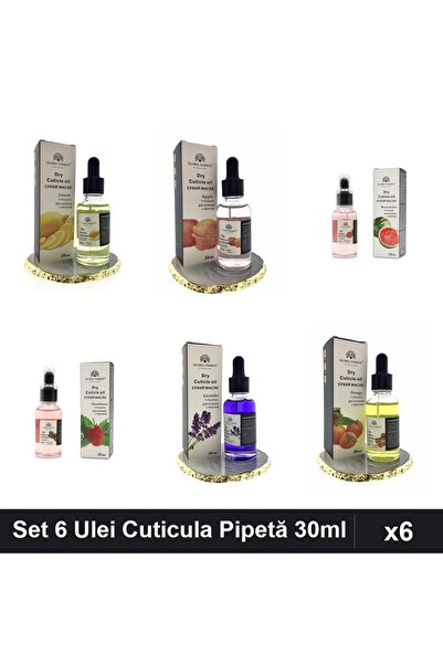 global fashion Set 6 Ulei Cuticula Pipetă 30ml - Lămâie, Măr, Pepene, Căpșuni...