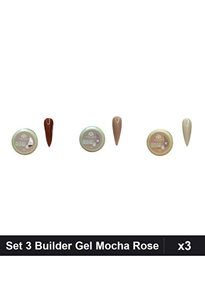 global fashion Set 3 Mocha Rose Builder Gel 15g - Nr.09 Nr.06 Nr.02