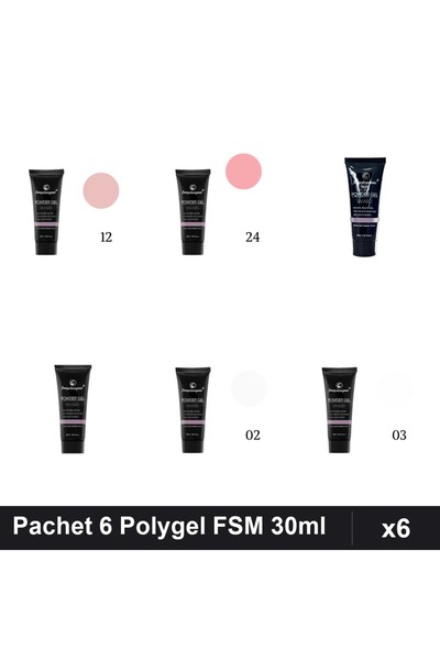 FSM Set 6 Polygel 30ml - Nr.01, Nr.02, Nr.03, Nr.12, Nr.22, Nr.24 - Construct...