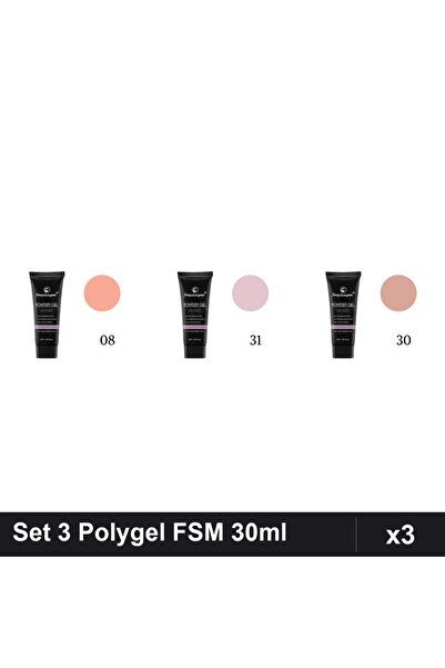 FSM Set 3 Polygel 30ml - Nr.08, Nr.31, Nr.30 - Constructie Unghii