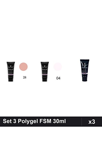 FSM Set 3 Polygel 30ml - Nr.28, Nr.04, Nr.15 - Construcție Unghii
