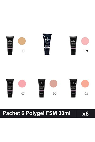 FSM Set 6 Polygel 30ml - Nr.07, Nr.08, Nr.09, Nr.18, Nr.23, Nr.30