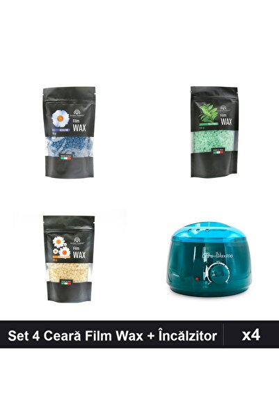 global fashion Set 4 Ceară Epilare Film Wax 100g + Încălzitor ProWax - Azulen...