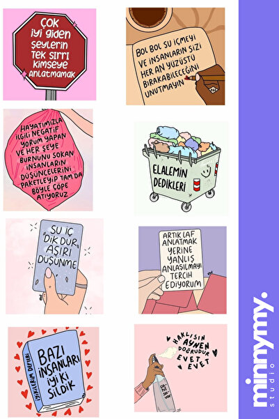 Minnymy Delulu but Determined Collection Sticker, Çıkartma, Ajanda, Günlük, P...