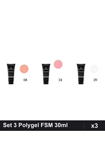 FSM Set 3 Polygel 30ml - Nr.08, Nr.24, Nr.29 - Constructie Unghii