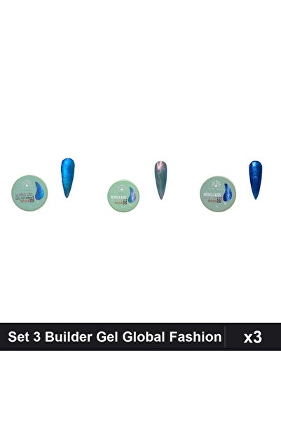 global fashion Set 3 Nebula Kiss Builder Gel 15g - Nr.15, Nr.03, Nr.16
