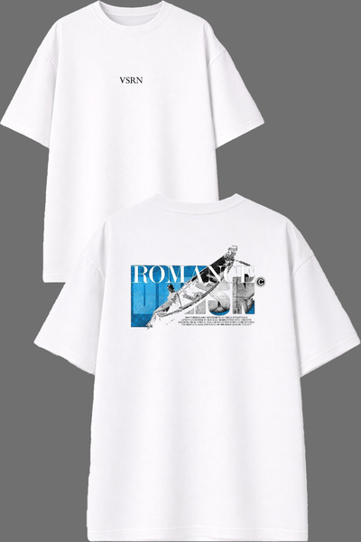 VSRN Μπλουζάκι με σχέδιο Romance Boat, με στάμπα μπροστά και πίσω, λευκό, ove...