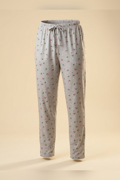 AURA COLLECTİONS Büyük Beden Tek Alt Pijama Yumuşak Milan Kumaş İpli Bel Gri ...