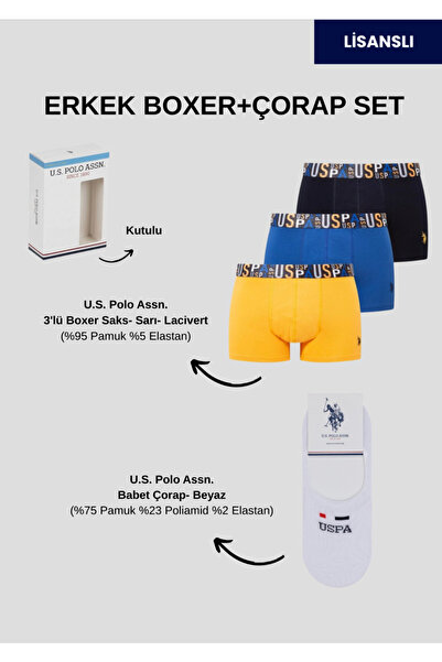 U.S. Polo Assn. Men'S, 95% Cotton, 5% Elastane, (with Socks as a Gift), 3-Pie...