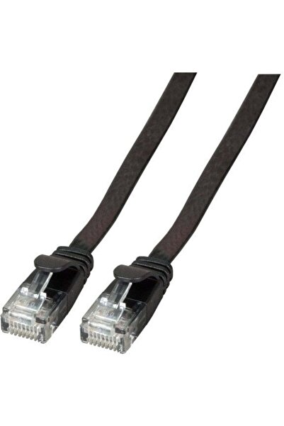 EFB Cablu patch plat RJ45 U/UTP Cat.6A PVC 0.25m negru