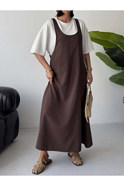 VESS MODA T-shirt detailed strap long dress