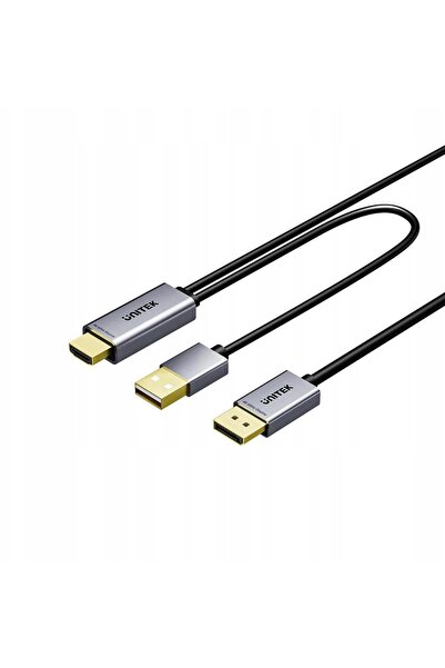 Unitek Cablu DisplayPort - HDMI + USB-A 1.8m negru (V1714AGY01)