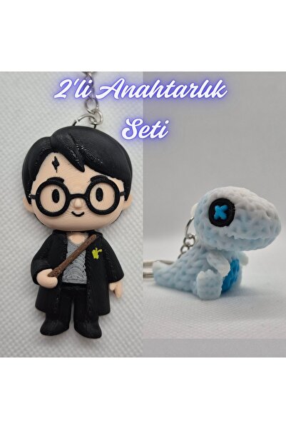 3DAtölyeMaker Black Harry Potter Keychain and White Knitted Pattern Moving Di...