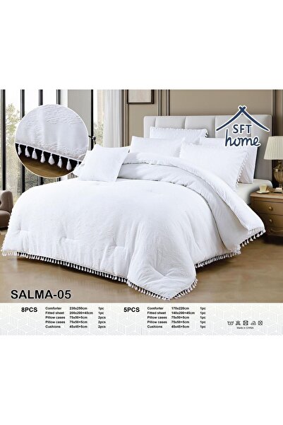 SOFT HOME Nefren 8-Piece Summer Lace Comforter Set -- Luxurious Jacquard Deta...