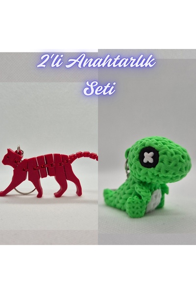 3DAtölyeMaker Fire Engine Red Flexible Cat and Green Knitted Pattern Moving D...