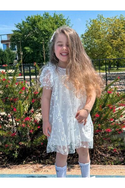 hira kids collection فستان بناتي من التول المطبوع