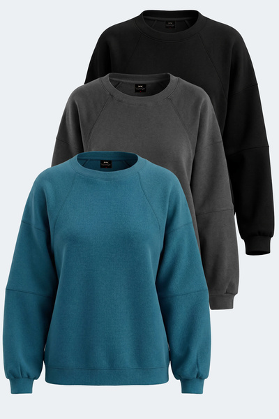 Slazenger مجموعة من 3 قطع سويت شيرت نسائي كبير الحجم من VIA