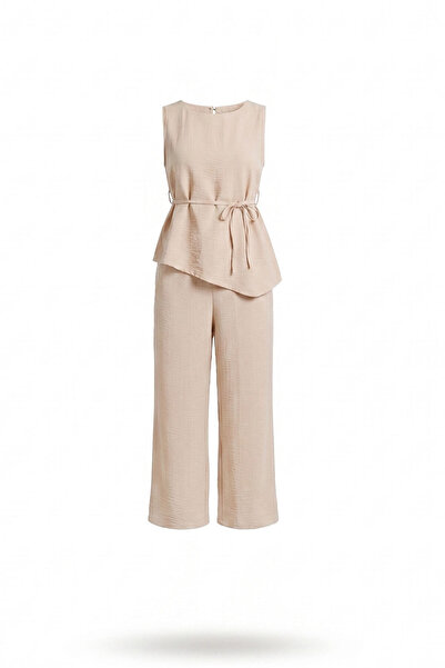 MAGARDE Asymmetrical Cut Tie-Up Premium Suit - Beige