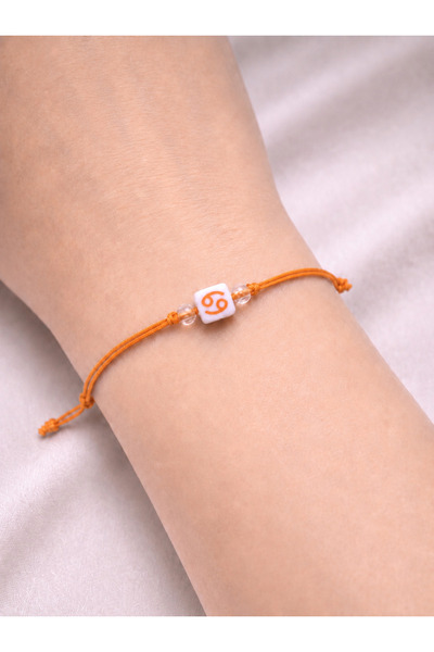 Femenino Cancer Zodiac Sign Orange Rope Adjustable Bracelet