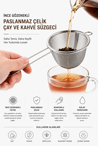 Yenilig Fine Mesh Stainless Steel Tea and Coffee Strainer – Metal Herbal Tea ...