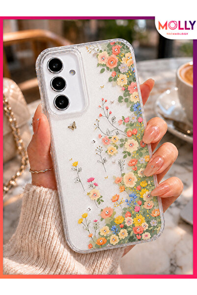 Molly SAMSUNG GALAXY A34 İçin Secret Garden Desenli Taş Detaylı Lüks Şeffaf S...