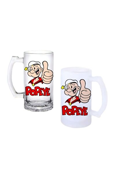 Ghostbastır Popeye Beer Glass with Handle, Available in Frosted or Transparen...