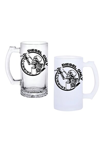 Ghostbastır Skeleton Fuel Handle Beer Glass with Frosted or Transparent Optio...
