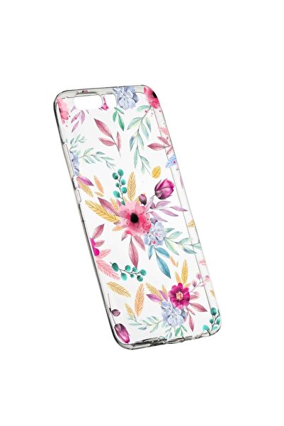 bestcase Husa Silicon, Transparent, Slim, Happy Flowers, Huawei Y6 2018