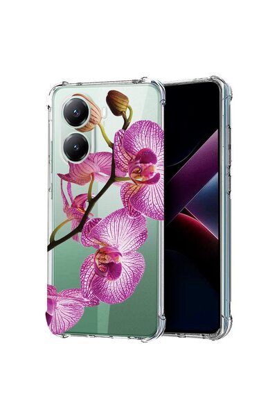 bestcase ¬Æ Husa Anti Shock Compatibila cu Poco X7 Pro 5G, Floral - Pink Orch...